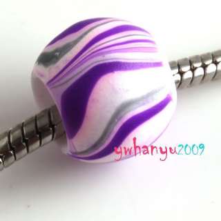 Freeship  Wholesale Colorful Acrylic Big Hole Spacer Charms Beads Fit 