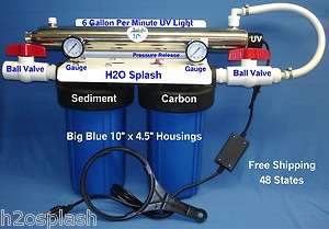 Big Blue 10 in Dual Whole House Water Filter / 6 gpm UV  