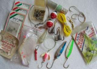 Huge Mixed Lot Fishing Tackle Hooks Leaders Line Bobbers Weights 