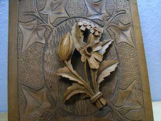 Antique Wood Carved BOX Flower Bouquet Brienz #AY  