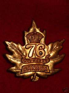 E76A CEF CAP BADGE, 76th Battalion, BARRIE   Canadian  