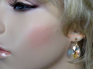 Swarovski Crystal Clear AB Teardrop Earrings 14kt Gold  