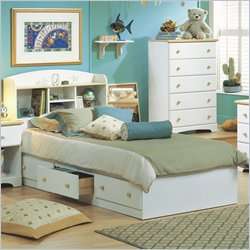   Shore Newbury Twin Storage Frame Only White Bed 066311016505  