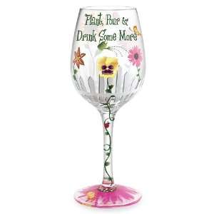  Garden Hand Painted Wine Glass   16 Oz: Kitchen & Dining