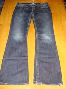 TRENDY Silver Jeans Size 33/35 LONG Pioneer Boot Cut fit Excellent 