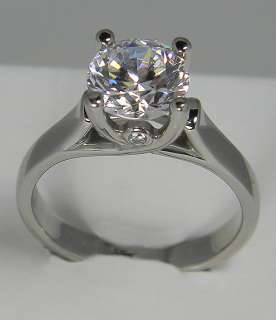   CT ROUND CUT WOVEN CATHEDRAL ENGAGEMENT RING W/ACCENTS SOLID PALLADIUM