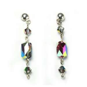   : Sterling Silver Aurora Borealis Swarovski Crystal Earrings: Jewelry