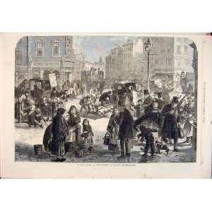  Frost Streets London Winter Weather Old Print 1865