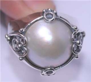 Sz 10 Mabe Pearl Sterling Silver 925 Ring L4616  