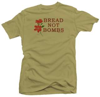 Bread Not Bombs Peace Anti War Retro 70s New T shirt  