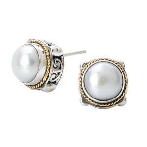   Sterling Silver 10 MM Mabe Cultured Pearl Earrings Katarina Jewelry