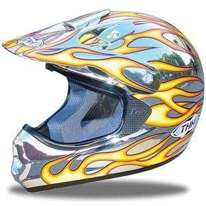   Youth TX 10 Chrome Flame Helmet   Youth Small/Chrome/Red Automotive