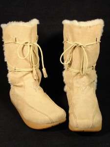 earth w/Kalso Technology Faux Suede & Shearling Tie Front Boots sz 11M 