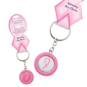    Breast Cancer Awareness Pink Ribbon Spinning Keychain: Automotive