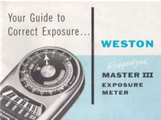 Weston Master III Exposure Meter Instruction Manual Original. English 
