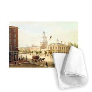 State House, Philadelphia, engraved by Deroy   Tea Towel 100% Cotton 