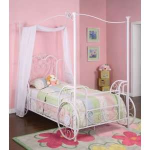   Princess Emily Shabby Chic White Twin Size Canopy Bed: Home & Kitchen