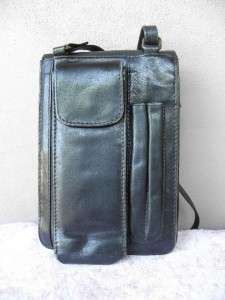 Classic Vintage Joan WEISZ Black Leather Cross body shoulder Bag 