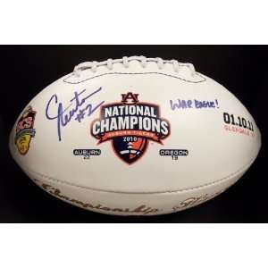 Autographed Auburn Tigers National Champions Football with WAR EAGLE 
