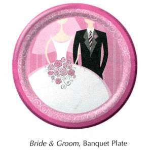 BRIDE & GROOM 9 Plates wedding party bridal shower  