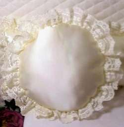 MATCHING CUSTOM MADE FANCY OFF/WHITE HEAVY SATIN PILLOWS FOR YOUR 