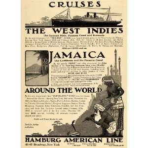  1911 Ad Hamburg American Line Cruise Trip Jamaica Ship 