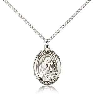 925 Sterling Silver St. Saint Aloysius Gonzaga Medal Pendant 3/4 x 1 