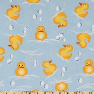  43 Wide Rubber Ducky Flannel Blue Fabric By The Yard 