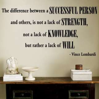Vince Lombardi Success Quote Wall Decal  