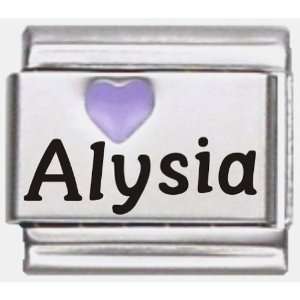  Alysia Purple Heart Laser Name Italian Charm Link Jewelry