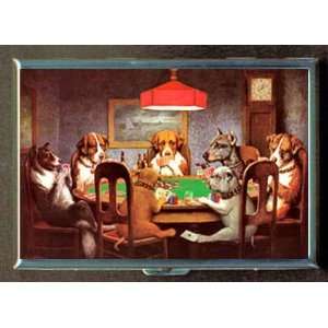 DOGS PLAYING POKER FUNNY ART ID CIGARETTE CASE WALLET 
