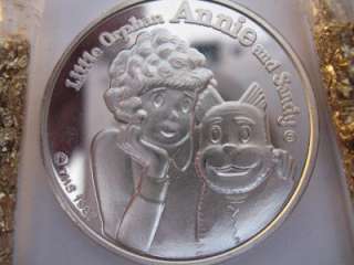   PURESILVER 1987 AMC CARTOON CELEBRITIES ORPHAN ANNIE & SANDY COIN+GOLD