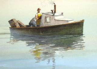   Crab Fisherman Original Watercolor Painting, beautiful detail  
