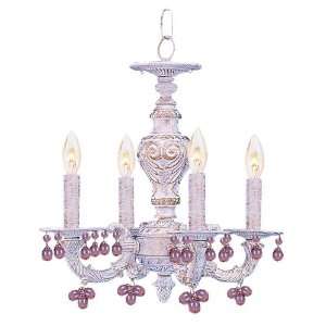 Crystorama 5224 AW AMBER Transitional Antique White Chandelier Abbie 