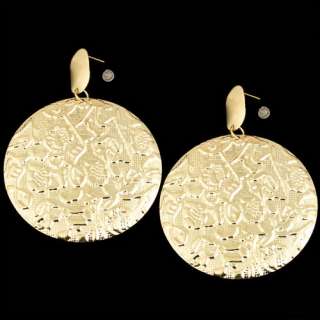 charming fashion golden water wave big round chandelier earring