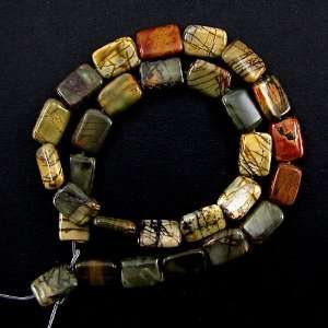  14mm multicolor picasso jasper rectangle beads 16