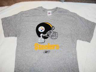 PITTSBURGH STEELERS Helmet Super Bowl XLV Logo NFL Grey Reebok T Shirt 