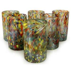  Blown glass tumblers, Carnival (set of 6): Home 