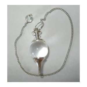    Clear Quartz Gemstone Sphere Dowsing Pendulum 