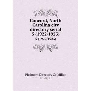   serial. 5 (1922/1923) Miller, Ernest H Piedmont Directory Co Books