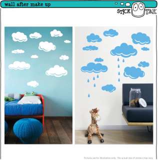 Large Clouds Children Nursery Vinyl Wall Decal Stickers Large Set 