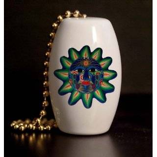 Mexican Talavera Design Sun Porcelain Fan / Light Pull by Unknown