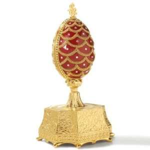 Faberge Inspired Russian Ruby Goose Handcrafted Musical Egg w/24K 