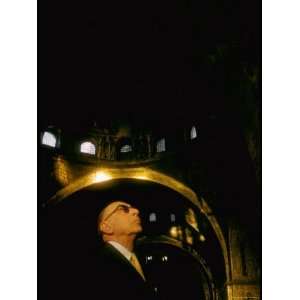 Composer Igor Stravinsky Gazing Up Into the Dome of the Cathedral of 