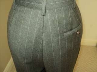  Charcoal Gray Wool Pinstripe Double Breasted Pant Suit 10  