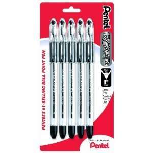  Pentel RSVP Fine Tip Ball Point Pen   5 pack   Black Ink 