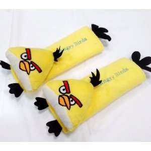 Yellow Angry Bird Plush Seat Belt Cover Shoulder Pad Cushion (2 pcs)