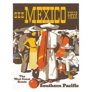  World Travel Poster Southern Pacific Railroad See Mexico 