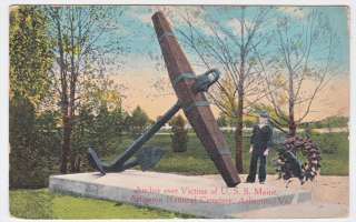 Arlington VA Anchor USS Maine Victims Cemetery 1914 Postcard. Make 
