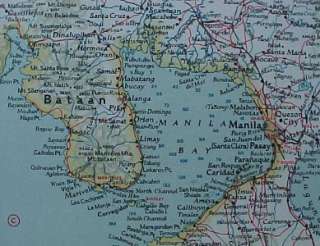 1945 WW2 Map PHILIPPINES Bataan Manila Bay Luzon Corregidor General 